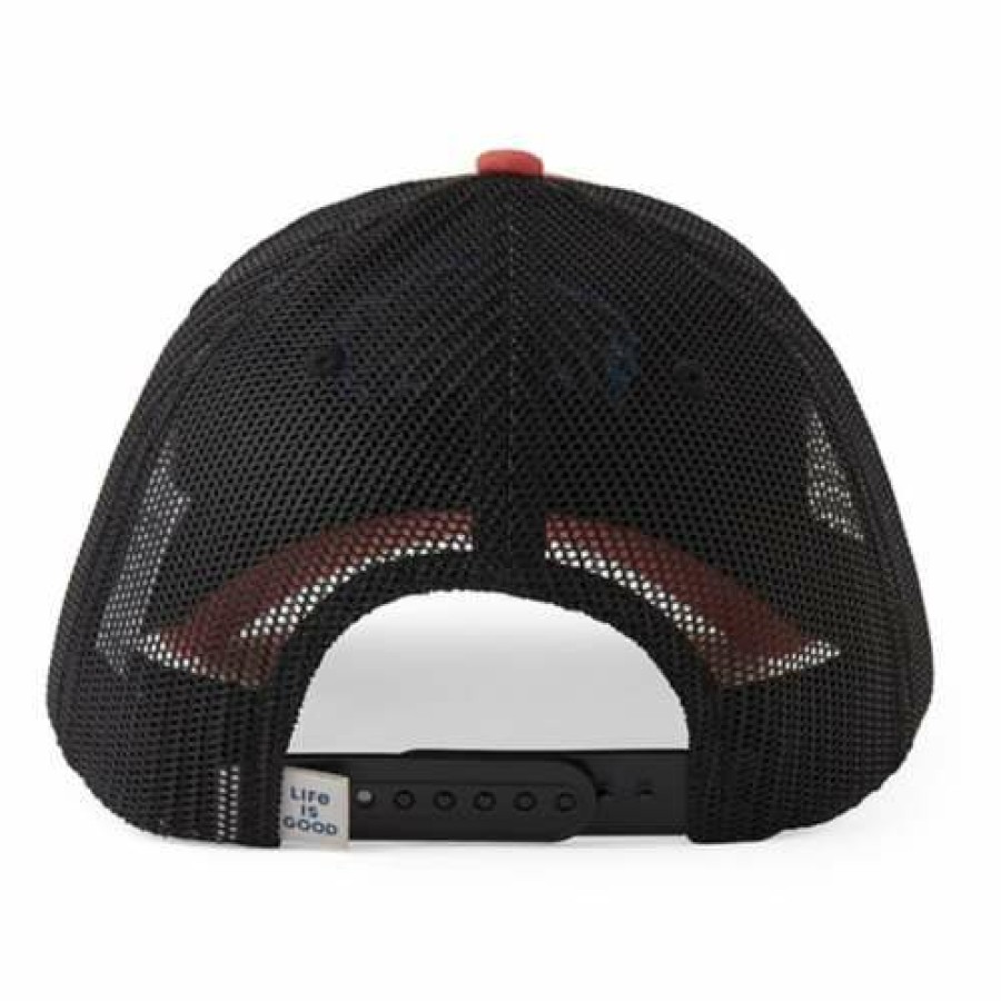 Accessories * | Best Reviews Of Hats & Caps Men'S Life Is Good Off Road Beast Hard Mesh Back Snapback Hat Faded Red