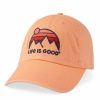 Accessories * | Flash Sale Hats & Caps Women'S Life Is Good Retro Mountains Chill Adjustable Hat Canyon Orange