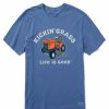 Clothing * | Top 10 Shirts Men'S Life Is Good Kickin' Grass Crusher T-Shirt Vintage Blue