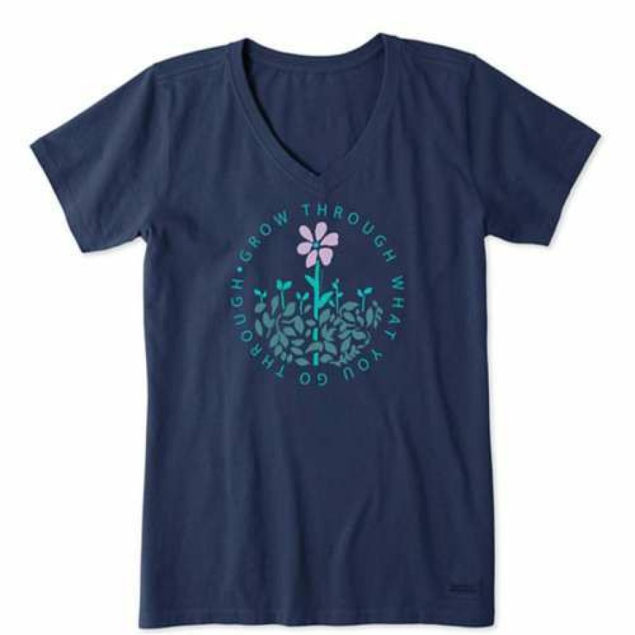 Clothing * | New Shirts Women'S Life Is Good Grow Through Life T-Shirt Dark Blue