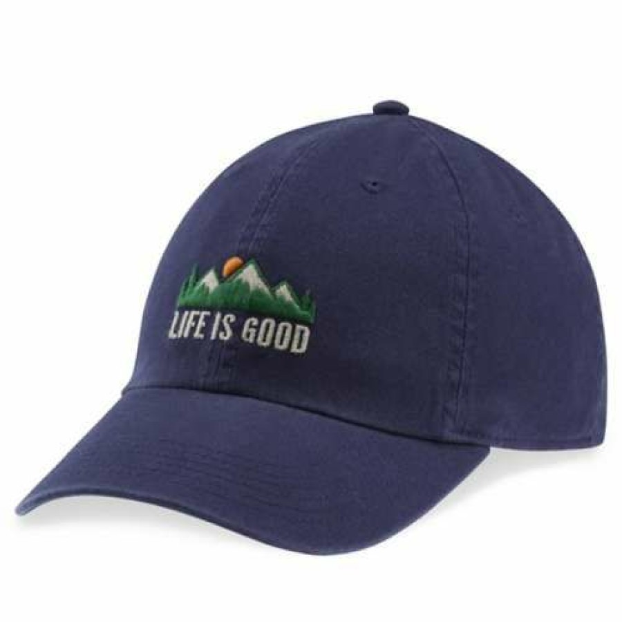 Accessories * | Buy Hats & Caps Men'S Life Is Good A Chill Lig Mountains Flexfit Hat