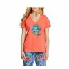 Clothing * | Outlet Pajamas & Robes Women'S Life Is Good Tropical Hibiscus Snuggle Up Relaxed Sleep Tee Mango Orange