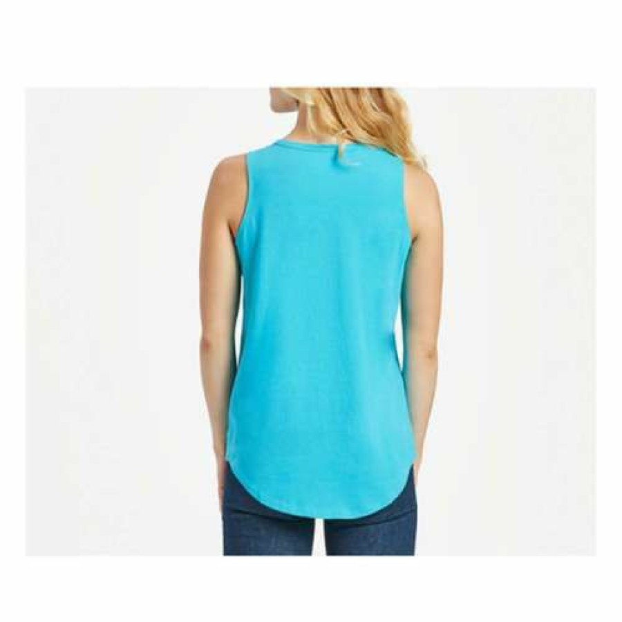 Clothing * | Best Deal Tanks Women'S Life Is Good Spokes Woman Sleeveless Tank Top Island Blue