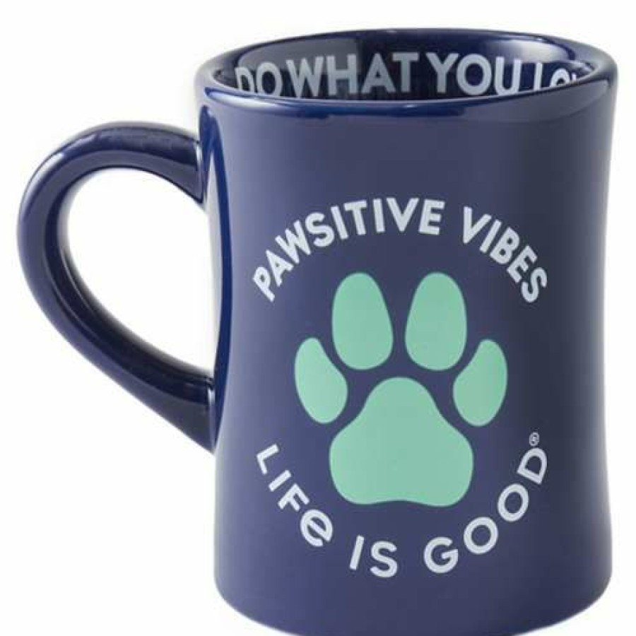 Home & Yard * | Flash Sale Mugs And Cups Life Is Good Pawsitive Vibes Only Diner Mug