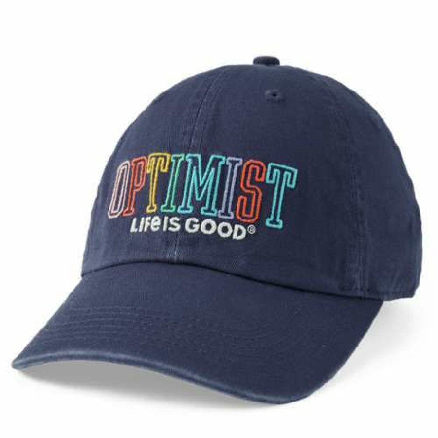 Accessories * | Top 10 Hats & Caps Women'S Life Is Good Optimist Athletic Adjustable Hat Darkest Blue