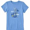 Clothing * | Coupon Shirts Women'S Life Is Good Good Vibes Guitar Crusher T-Shirt Cornflower Blue