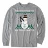 Clothing * | Flash Sale Shirts Men'S Life Is Good Ugly Sweater Oh Christmas Long Sleeve T-Shirt Heather Grey