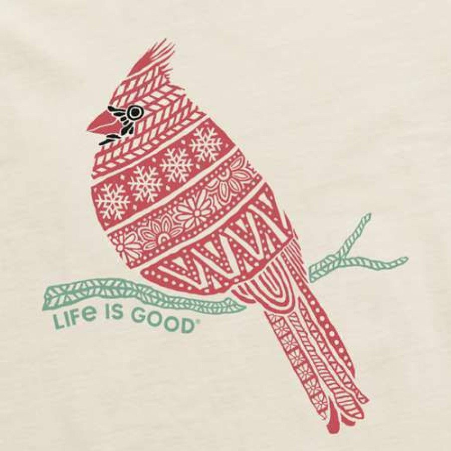 Clothing * | Best Pirce Shirts Women'S Life Is Good Tribal Cardinal Holiday Long Sleeve T-Shirt Putty White