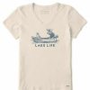 Clothing * | Flash Sale Shirts Women'S Life Is Good Lake Life Moose Short Sleeve T-Shirt Putty White