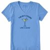 Clothing * | Top 10 Shirts Women'S Life Is Good Tini But Strong Crusher V-Neck Tee Cornflower Blue