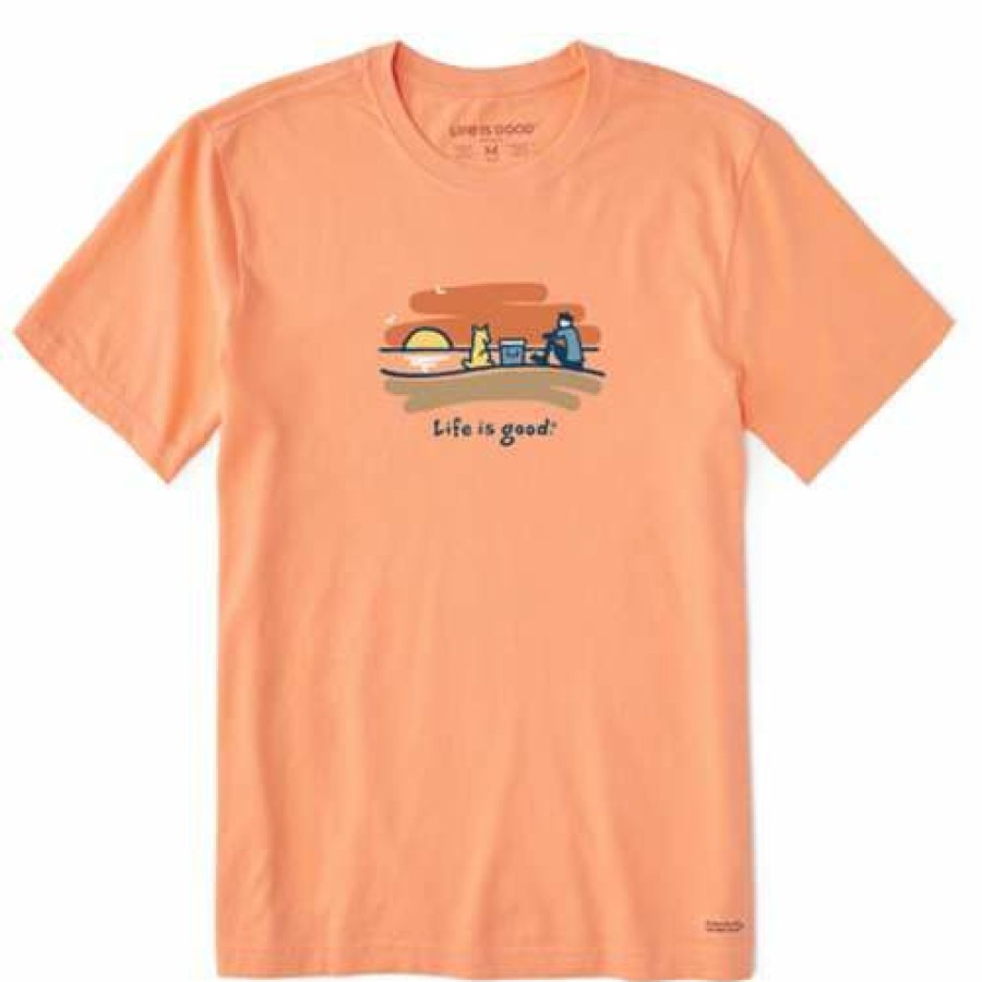 Clothing * | Brand New Shirts Men'S Life Is Good Summer Gold Crusher T-Shirt Orange Canyon