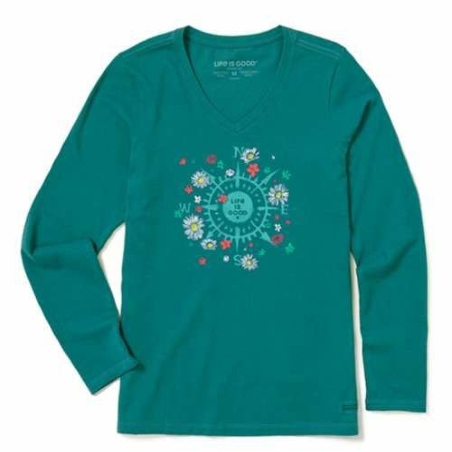 Clothing * | Deals Shirts Women'S Life Is Good Beauty In All Directions Long Sleeve T-Shirt Spruce Green