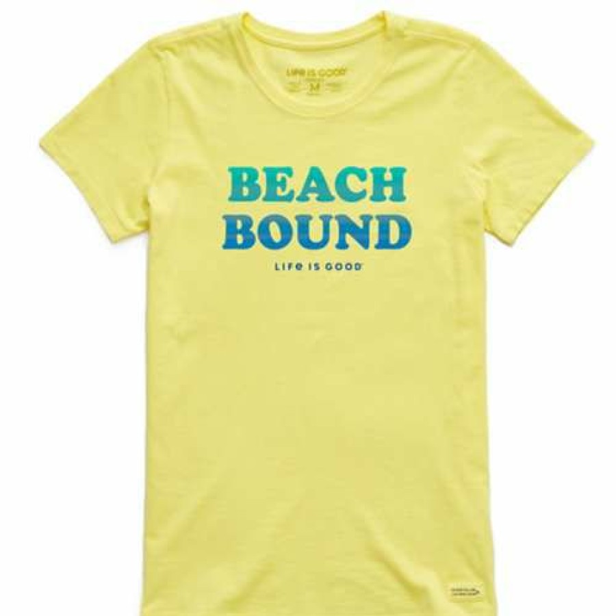 Clothing * | Cheapest Shirts Women'S Life Is Good Beach Bound Crusher Lite T-Shirt Lemon Yellow