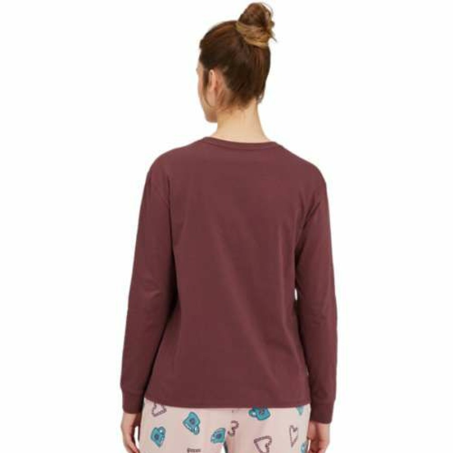 Clothing * | New Shirts Women'S Life Is Good Hot Chocolate Mug Long Sleeve T-Shirt Mahogany Brown