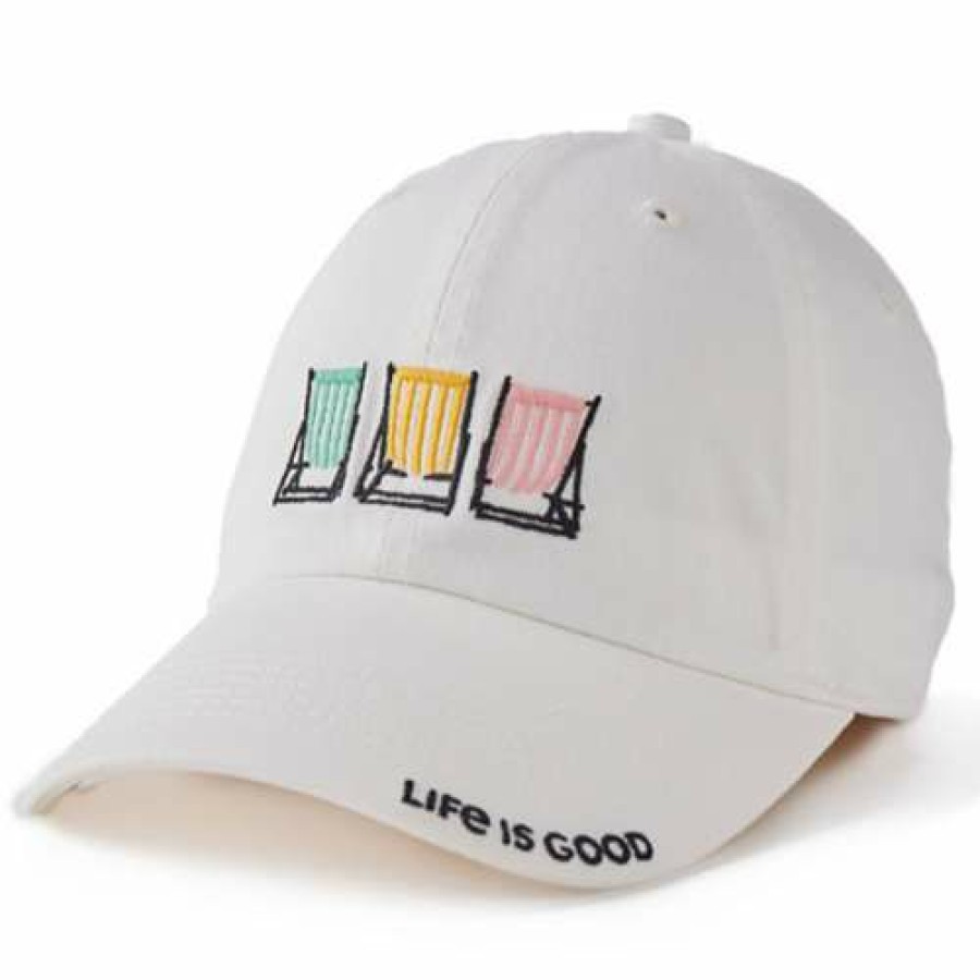 Accessories * | Brand New Hats & Caps Women'S Life Is Good Beach Stripe Chill Adjustable Hat