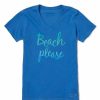 Clothing * | Wholesale Shirts Women'S Life Is Good Beach Please Crusher Lite V-Neck T-Shirt Royal Blue