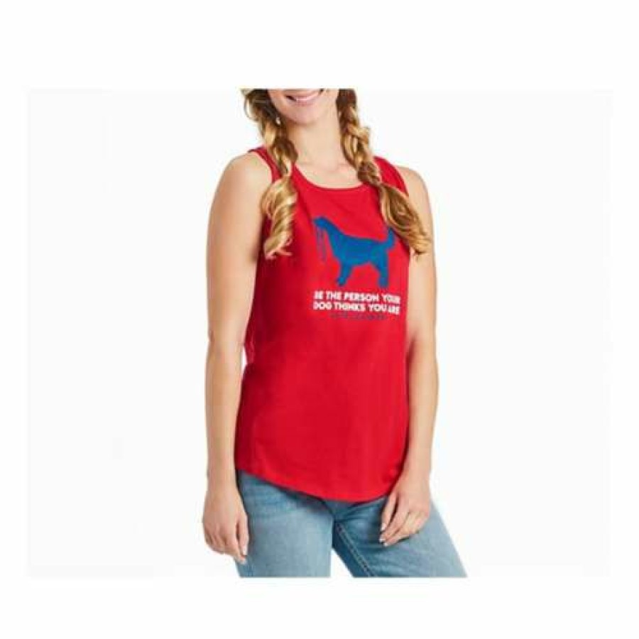 Clothing * | Best Pirce Tanks Women'S Life Is Good Be The Person Retriever Sleeveless Tank Top Pos Red