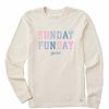 Clothing * | Buy Shirts Women'S Life Is Good Sunday Funday Long Sleeve Shirt White