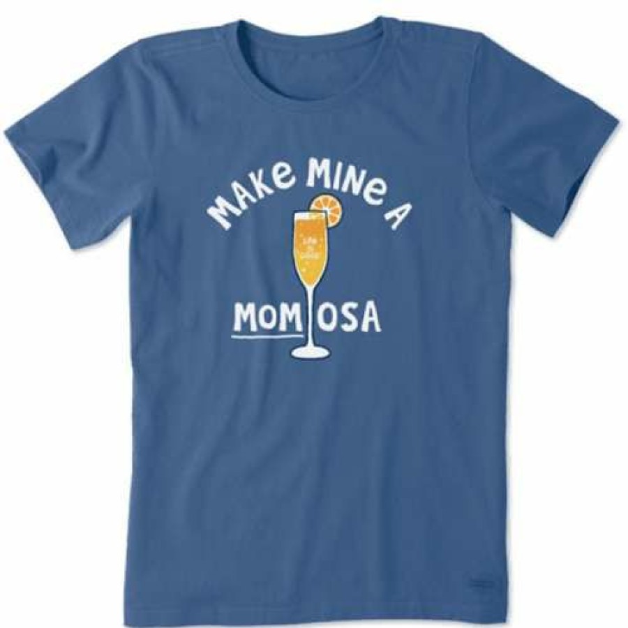 Clothing * | Deals Shirts Women'S Life Is Good Momosa Crusher T-Shirt Vintage Blue