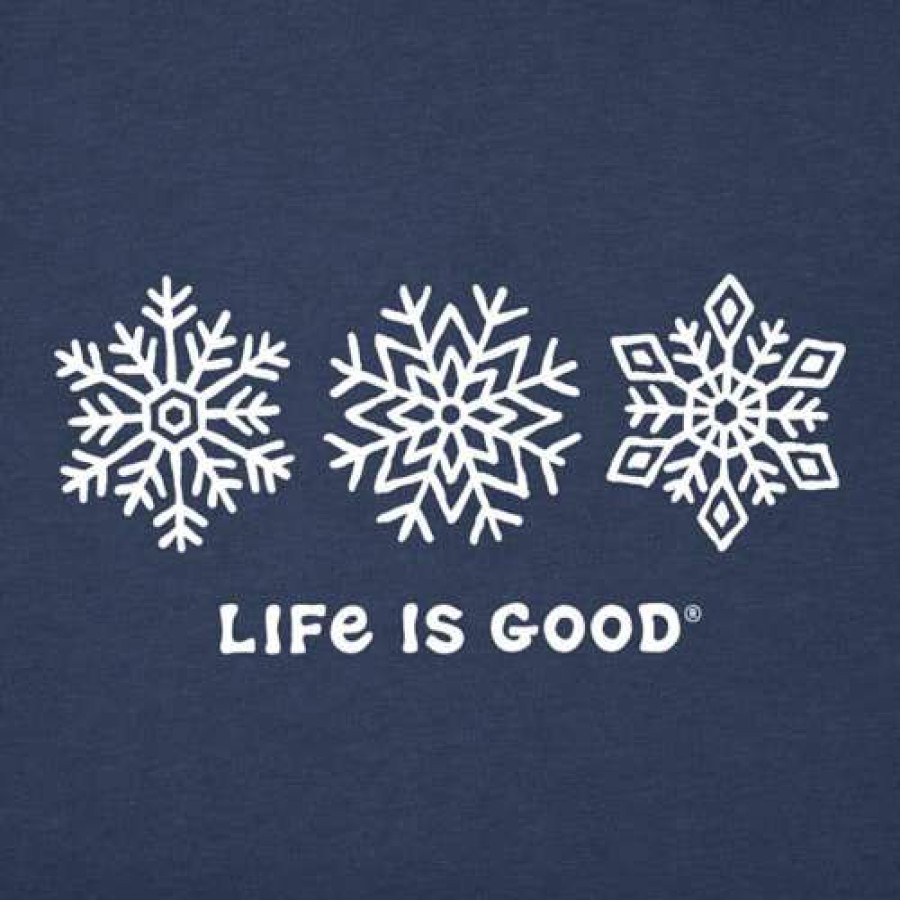 Clothing * | Hot Sale Shirts Women'S Life Is Good 3 Snowflake Long Sleeve T-Shirt Dark Blue