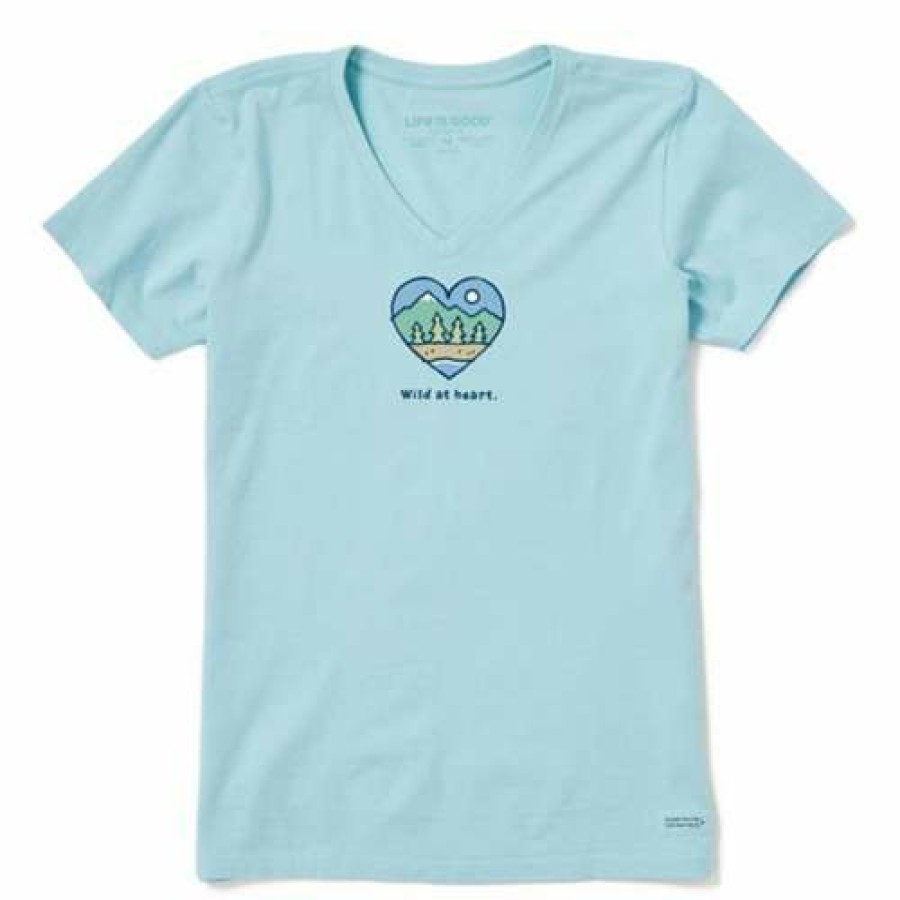 Clothing * | Best Sale Shirts Women'S Life Is Good Wild At Heart T-Shirt Beach Blue