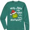 Clothing * | Outlet Shirts Women'S Life Is Good Grinch Face Long Sleeve T-Shirt Spruce Green