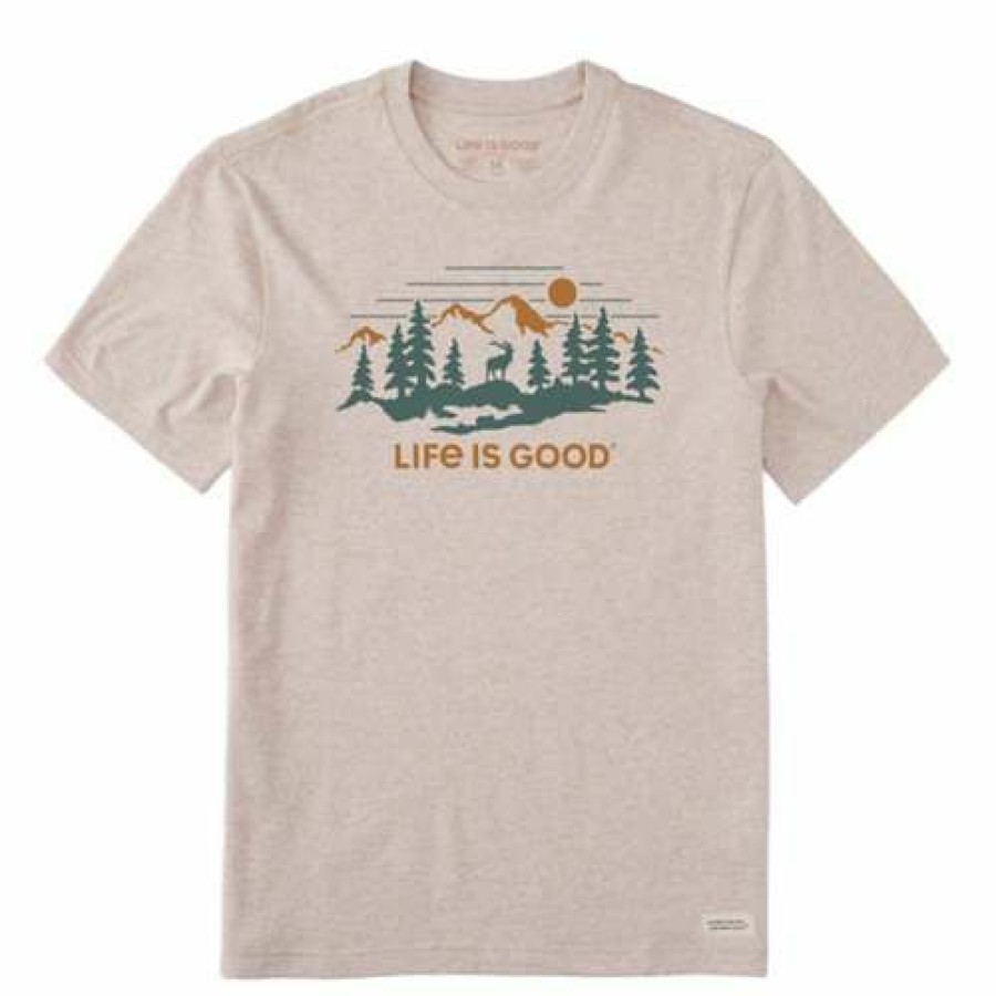 Clothing * | Best Reviews Of Shirts Men'S Life Is Good Deer Scenic Crusher T-Shirt Heather Almond