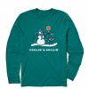 Clothing * | Budget Shirts Men'S Life Is Good Chillin' & Grillin' Snowman Long Sleeve Crusher-Lite T-Shirt Green