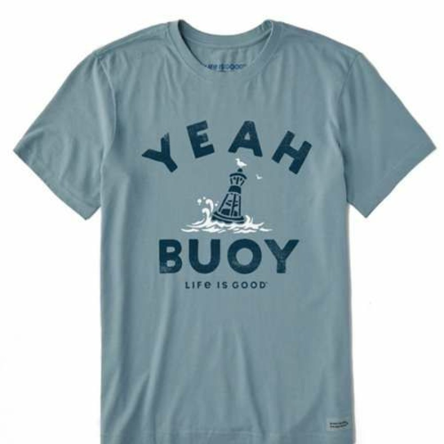 Clothing * | Best Sale Shirts Men'S Life Is Good Yeah Buoy Crusher T-Shirt Blue