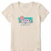 Clothing * | Wholesale Shirts Women'S Life Is Good Simplify Camper Crusher V-Neck T-Shirt Putty White