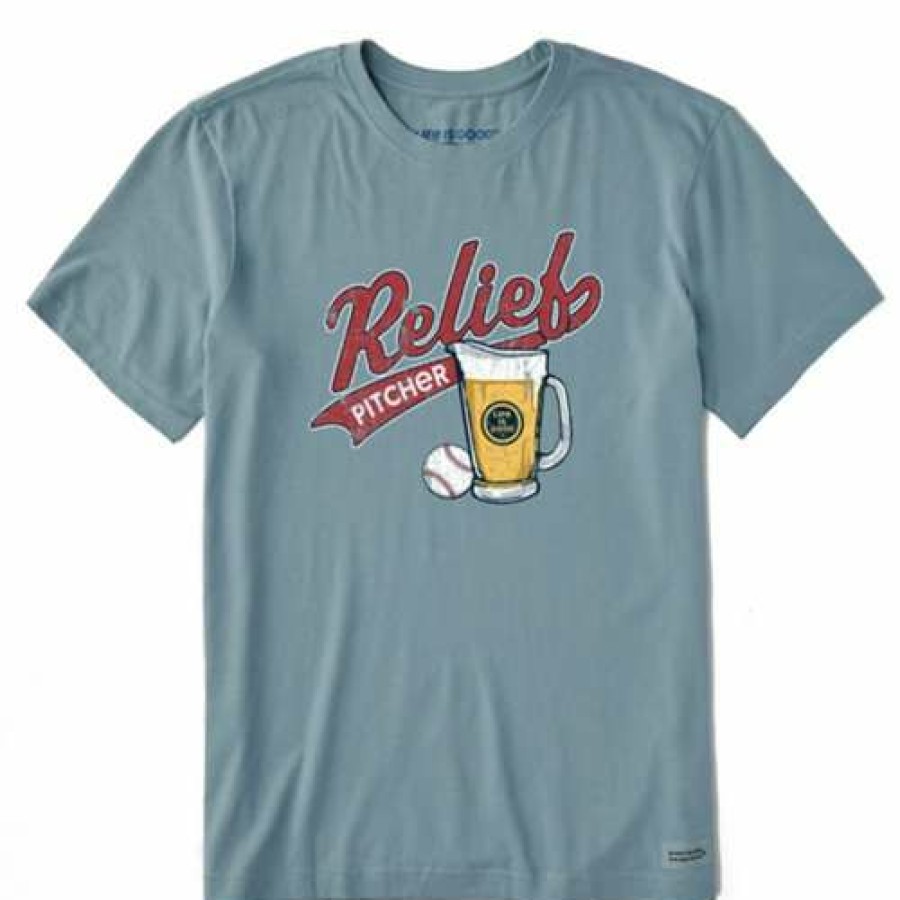 Clothing * | Budget Shirts Men'S Life Is Good Relief Pitcher Crusher T-Shirt SmoOnline Blue