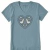 Clothing * | Budget Shirts Women'S Life Is Good Folklore Heart T-Shirt SmoHot Blue