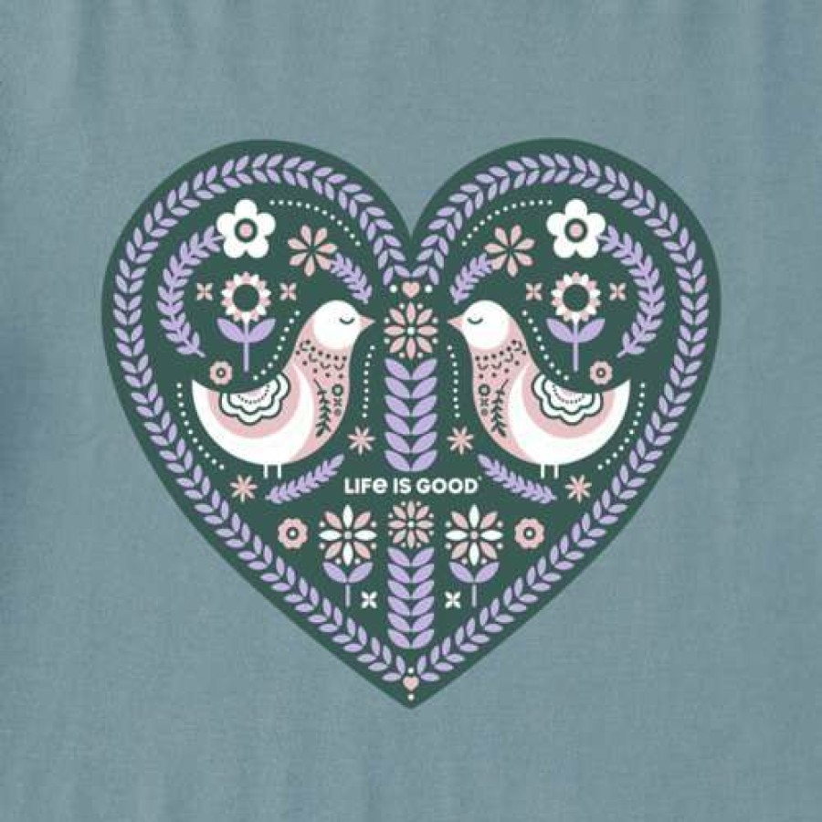 Clothing * | Budget Shirts Women'S Life Is Good Folklore Heart T-Shirt SmoHot Blue