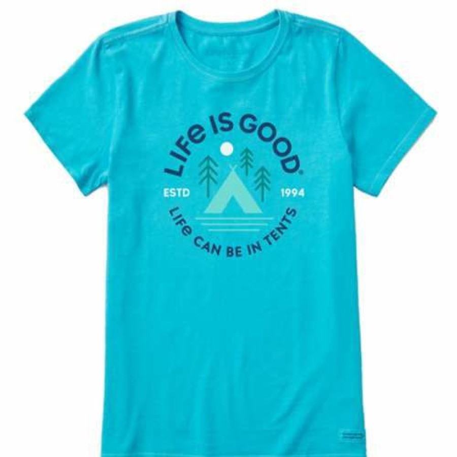 Clothing * | Brand New Shirts Women'S Life Is Good In Tents 94 Crusher Lite T-Shirt Island Blue