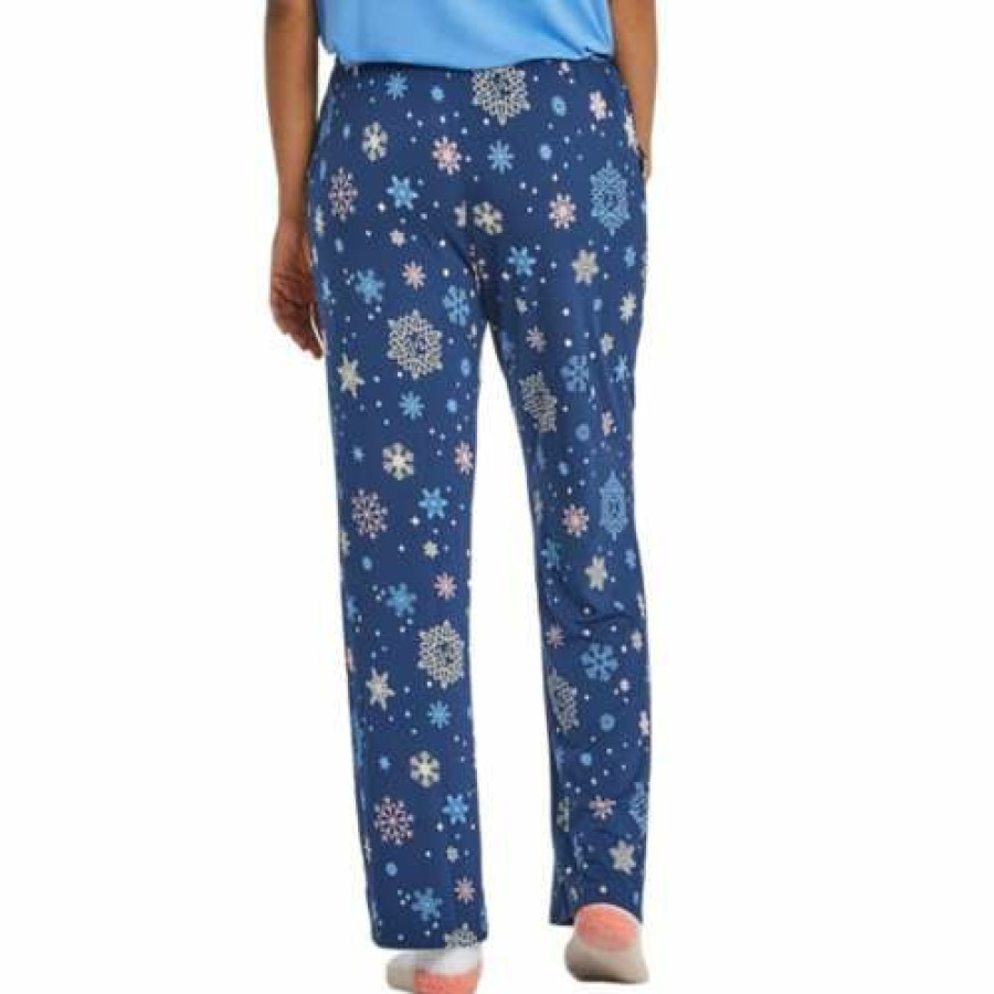 Clothing * | Cheapest Pajamas & Robes Women'S Life Is Good Holiday Snowflake Sleep Pant Dark Blue