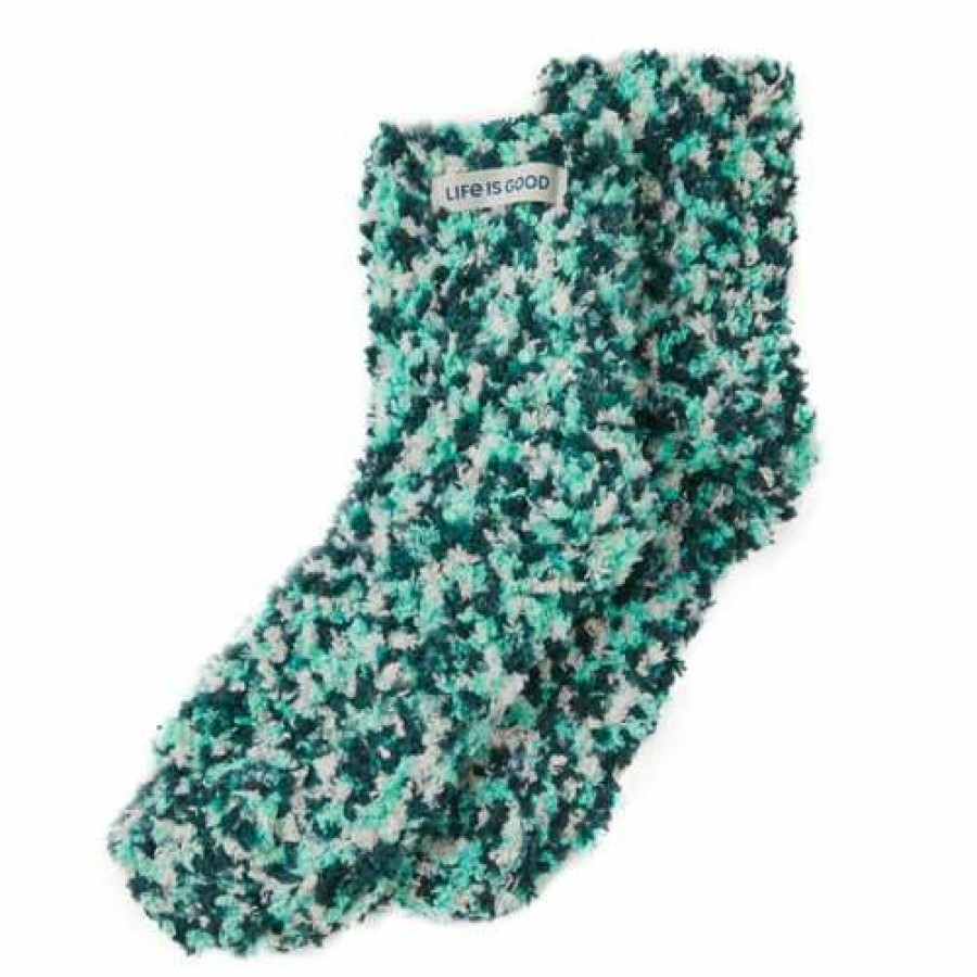 Clothing * | Best Deal Women'S Life Is Good Spearmint Popcorn Pompom Crew Socks Spearmint Green