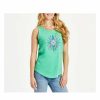 Clothing * | Coupon Tanks Women'S Life Is Good Kayak Flower Sleeveless Tank Top Spearmint Green