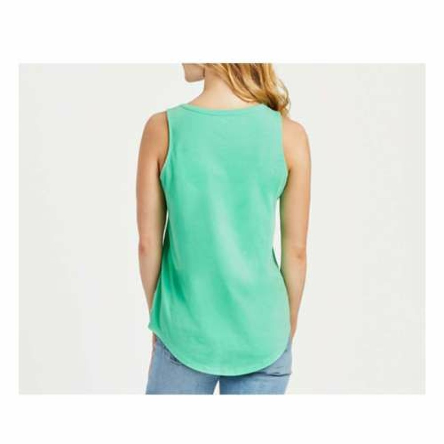 Clothing * | Coupon Tanks Women'S Life Is Good Kayak Flower Sleeveless Tank Top Spearmint Green