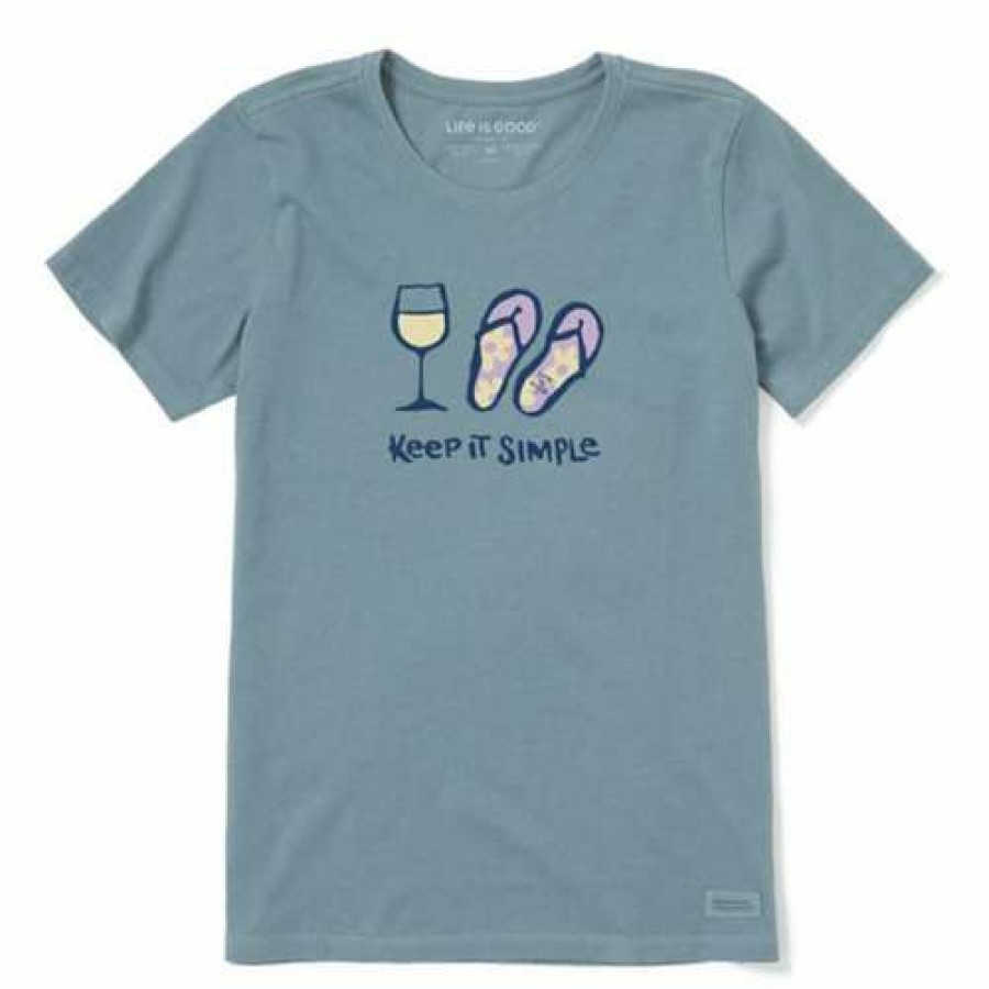 Clothing * | Best Sale Shirts Women'S Life Is Good Keep It Simple T-Shirt SmoBest Blue