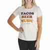 Clothing * | Outlet Shirts Women'S Life Is Good Taco Beer Music T-Shirt Putty White