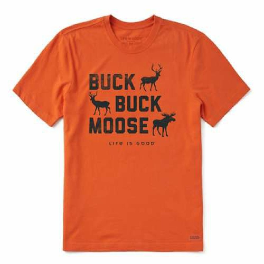 Clothing * | Best Reviews Of Shirts Men'S Life Is Good Buck Buck Moose Crusher T-Shirt Orange