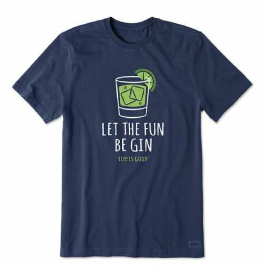 Clothing * | Flash Sale Shirts Men'S Life Is Good Let The Fun Be Gin T-Shirt Darkest Blue