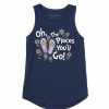 Clothing * | Cheap Tanks Women'S Life Is Good Oh The Places Flip Flops High Low Crusher Tank Top Darkest Blue