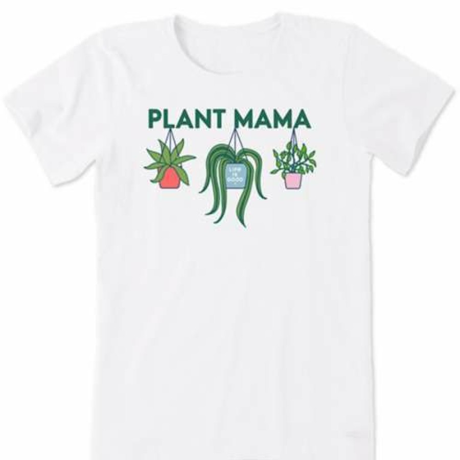 Clothing * | New Shirts Women'S Life Is Good Plant Mama Crusher Tee Cloud White