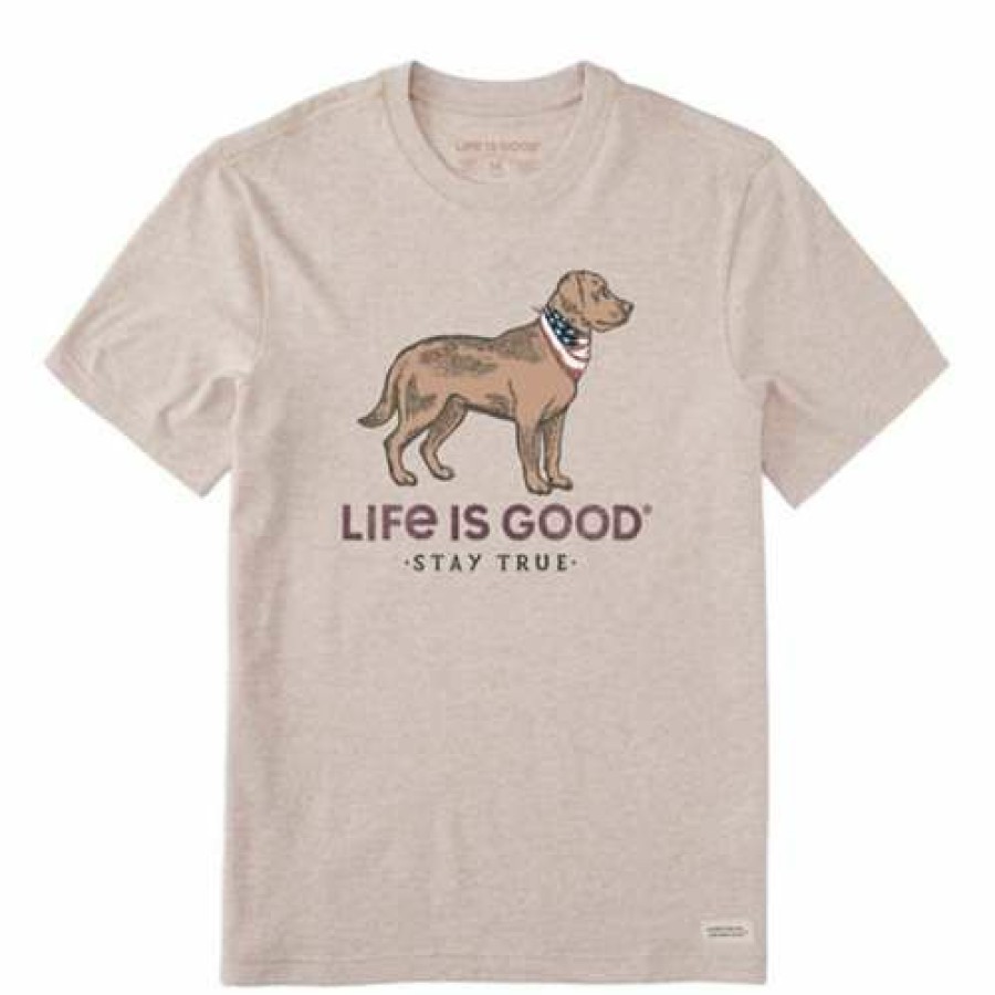 Clothing * | Deals Shirts Men'S Life Is Good Stay True Dog Crusher-Lite T-Shirt Heather Almond