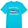 Clothing * | Outlet Shirts Men'S Life Is Good Boats Well With Others Crusher-Lite T-Shirt Blue Island