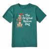 Clothing * | Discount Shirts Kids' Life Is Good Max Rescue Dog T-Shirt Spruce Green