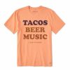 Clothing * | Flash Sale Shirts Men'S Life Is Good Tacos Beer Music T-Shirt Canyon Orange