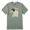 Clothing * | Deals Shirts Men'S Life Is Good Patriotic Eagle Crusher-Lite T-Shirt Moss