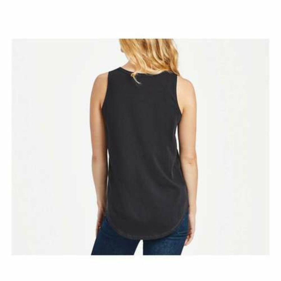 Clothing * | Wholesale Tanks Women'S Life Is Good Heavenly Heart Sleeveless Tank Top Jet Black